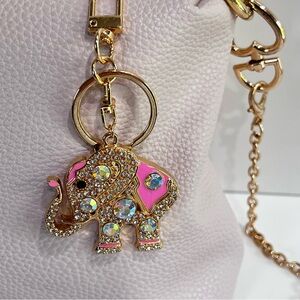 Pink and Gold Elephant 🐘 Keychain Bag Charm Accessory